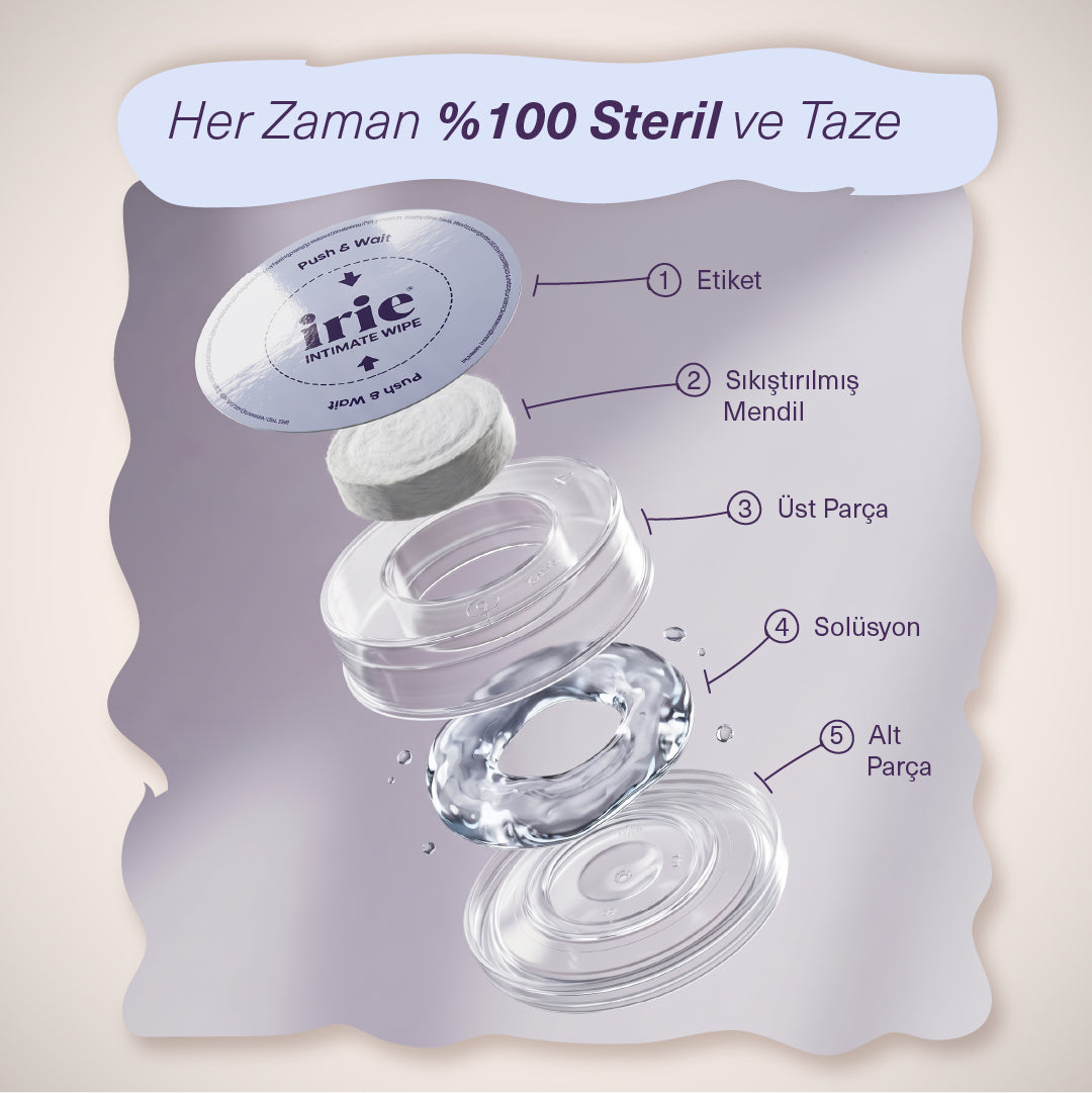 İntim Temizleme Mendili 5'li - Dış Genital Bölge ve Hassas Ciltler İçin